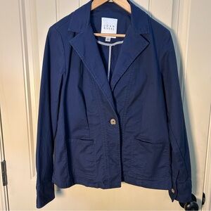 Joan Rivers Women’s Twill Cinch Back , Navy Single-Button Blazer , Size Medium